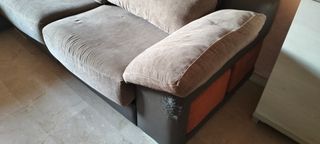 Sofá de tela beige y marrón 3m