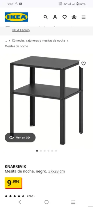 Mesa de noche KNARREVIK IKEA negra, hay 2
