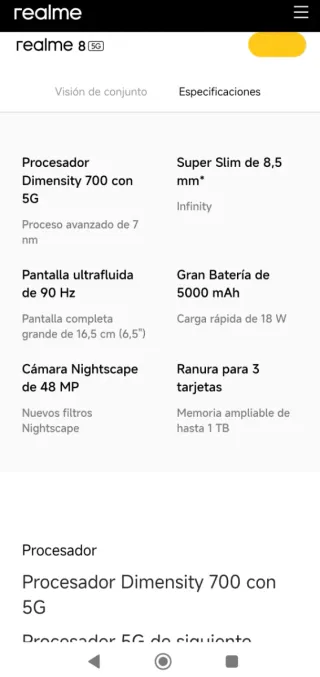 Móvil Realme 8 5G