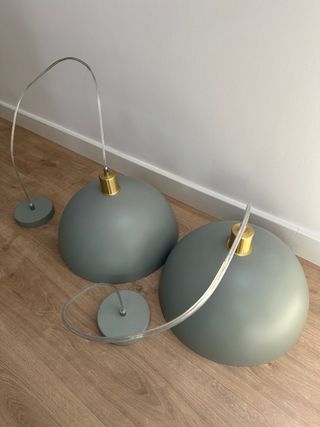 Lámparas de techo colgante metal gris con dorado