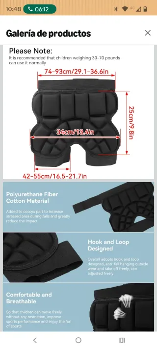 Protección Cadera Niños Skate Patines