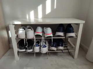 Banco Zapatero Blanco y Plateado