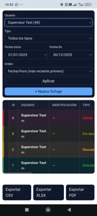 App control horario y fichaje