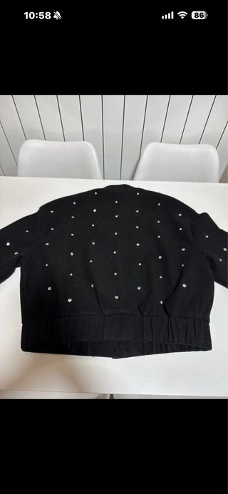 Chaqueta Bomber Zara Mujer Negra Brillante