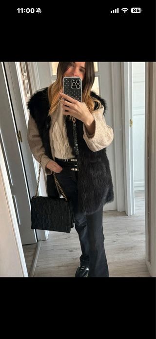 Chaleco pelo Zara mujer negro
