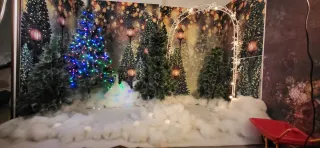 Sfondo di Natale e alberi di varie misure