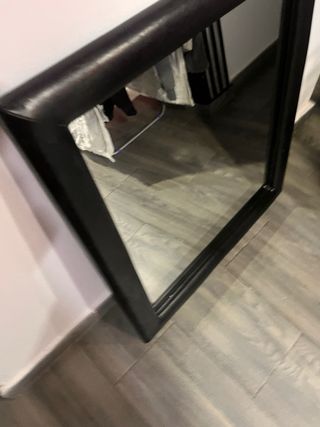 Espejo Marco Cuero Negro