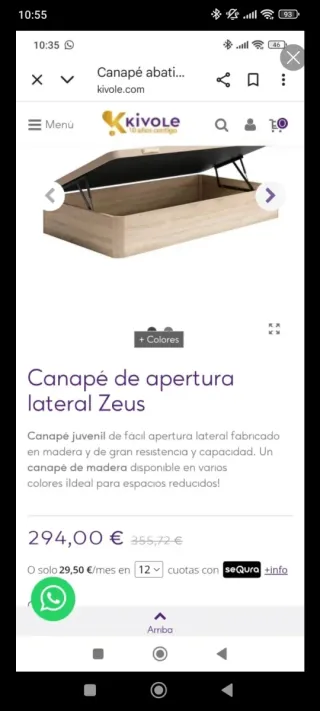 Canapé 105cm Madera Natural