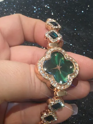 Reloj oro rosa y verde acero