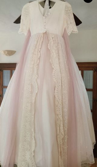 Vestido Comunión Rosa Clará Blanco y Rosa