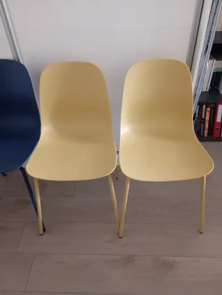 4 Sillas Comedor/Cocina Azul y Amarillo