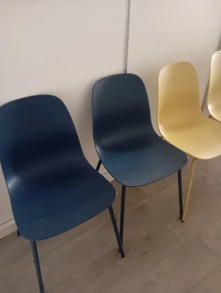 4 Sillas Comedor/Cocina Azul y Amarillo