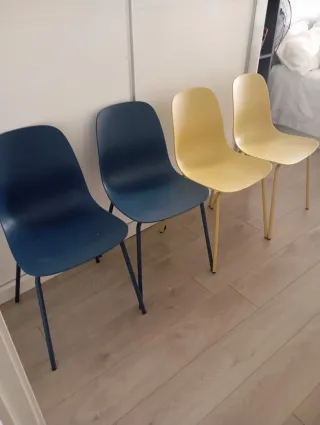 4 Sillas Comedor/Cocina Azul y Amarillo