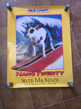 Póster Bud Light Spuds MacKenzie Hang Twenty