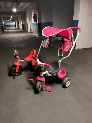 2 Triciclos Smoby Rosas y Rojos