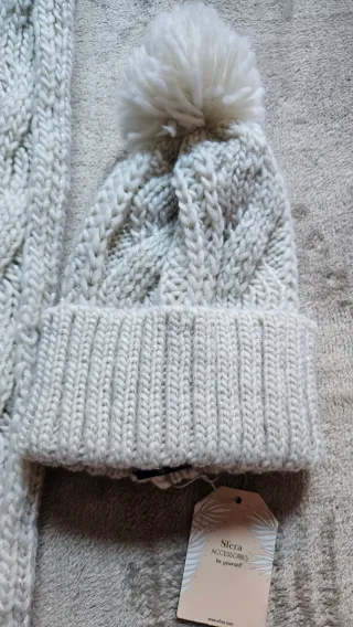 Conjunto gorro y bufanda tejido mujer