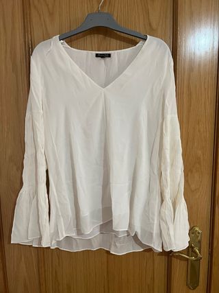 Blusa Massimo Dutti Blanca Talla L.
