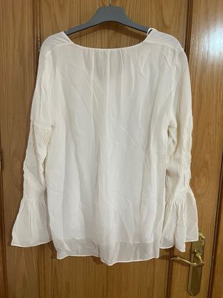 Blusa Massimo Dutti Blanca Talla L.