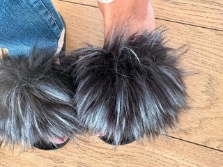 Ciabatte pelose nere/grigie taglia 36-37