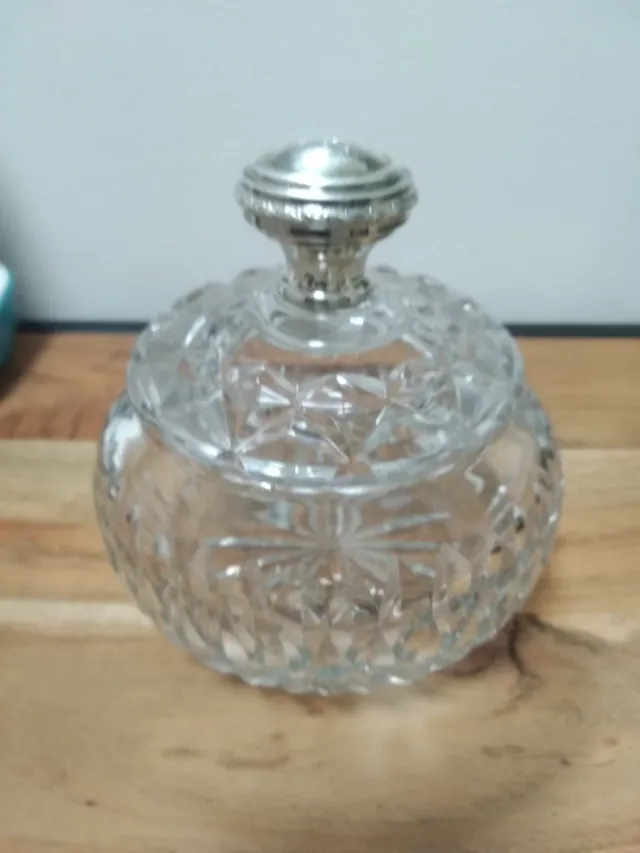 Bombonera antigua cristal y plata