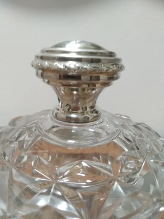 Bombonera antigua cristal y plata
