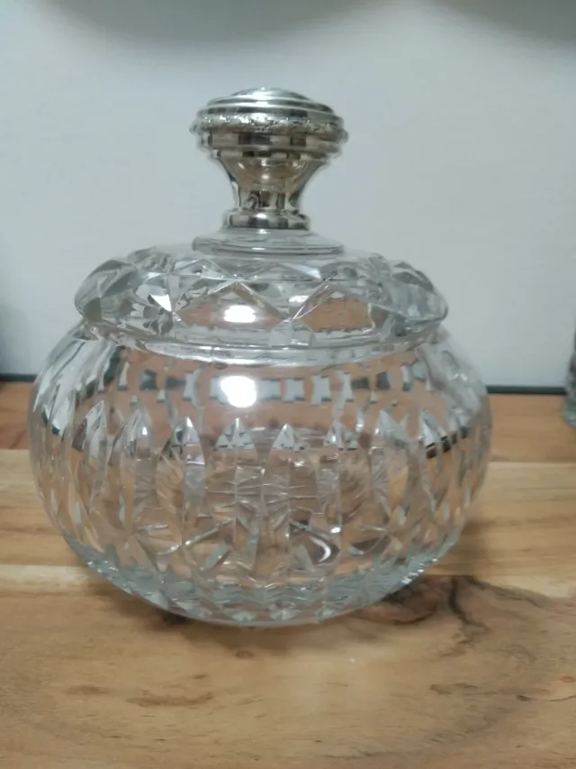 Bombonera antigua cristal y plata