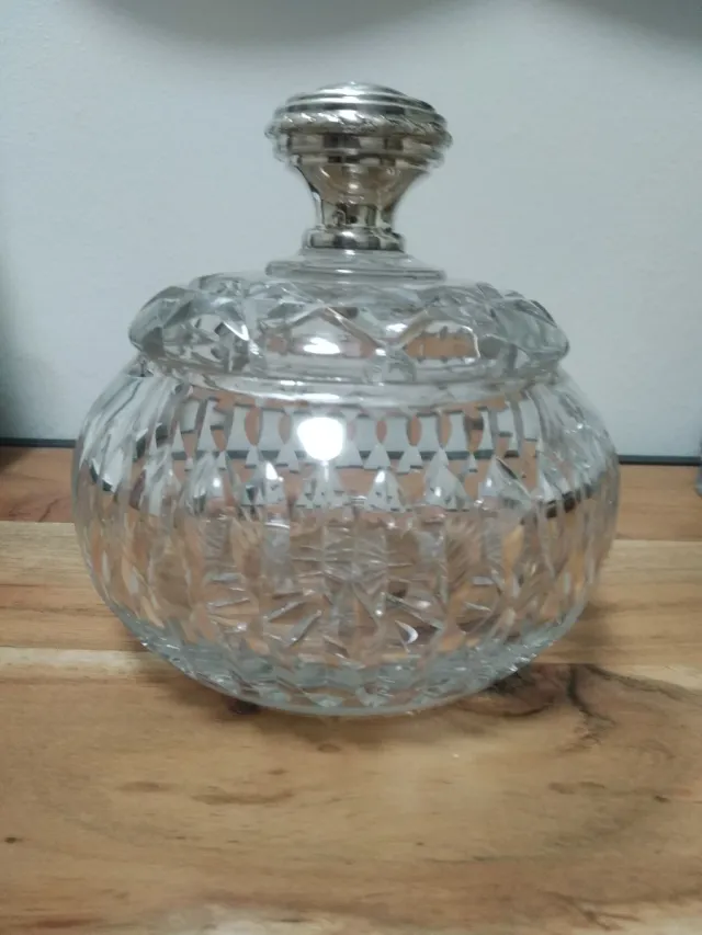 Bombonera antigua cristal y plata