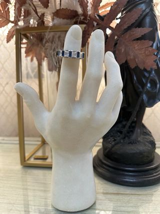 Anillo plata con zafiros y diamantes