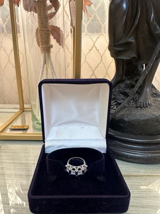 Anillo plata con zafiros y diamantes