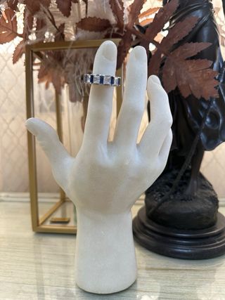 Anillo plata con zafiros y diamantes