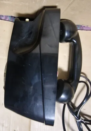 Telefono SIP a muro in bachelite a disco nero vint