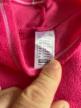 Forro polar niña Quechua rosa talla para 14 amos