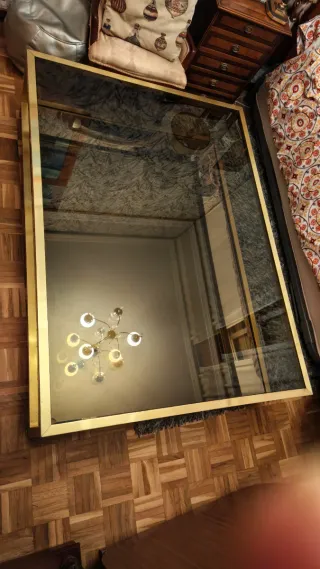 Chollo Mesa Centro Latón Vintage Cristal