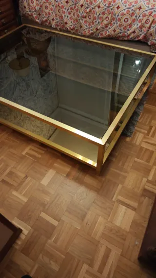 Chollo Mesa Centro Latón Vintage Cristal