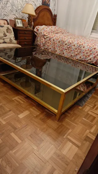 Chollo Mesa Centro Latón Vintage Cristal