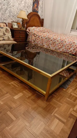 Chollo Mesa Centro Latón Vintage Cristal