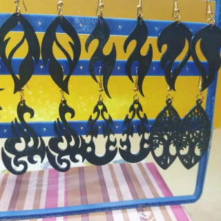 Pendientes 3D verde oliva y Dorado