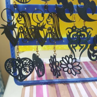 Pendientes 3D verde oliva y Dorado