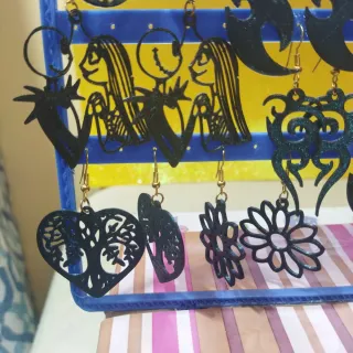 Pendientes 3D verde oliva y Dorado