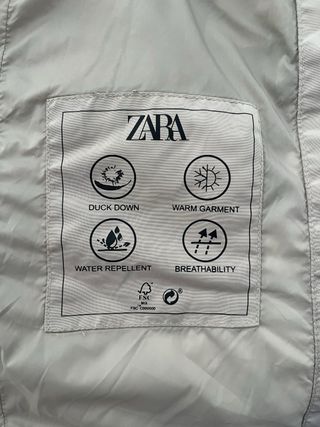 Abrigo Zara plumífero talla M