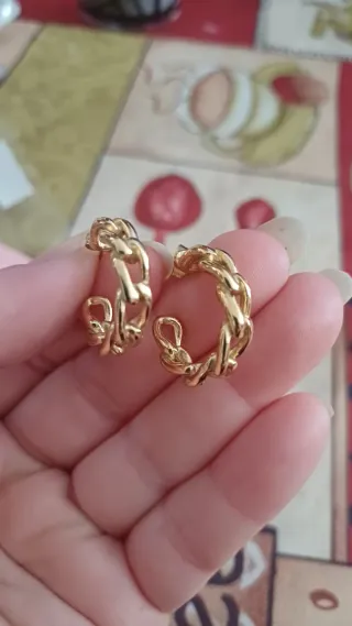 Pendientes Aro Acero Cadena Dorados