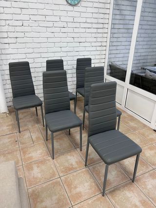 Pack 6 Sillas Grises Resistentes de comedor