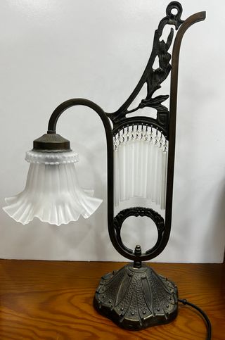 Lámpara Art Nouveau Metal y Cristal