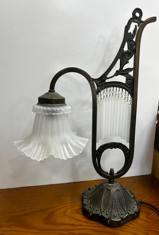 Lámpara Art Nouveau Metal y Cristal