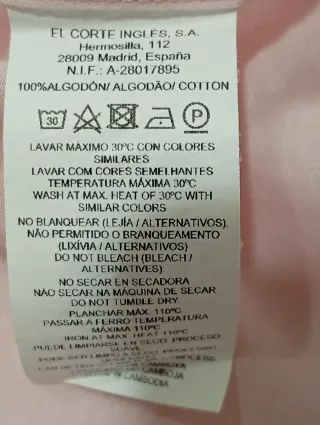 Camisa Rosa Manga Larga Talla M/38 Algodón