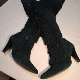 Botas Cuplé Ante Negro Volantes Talla 38