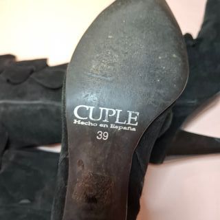 Botas Cuplé Ante Negro Volantes Talla 38