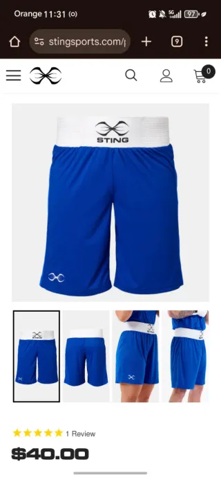 Pantalones Boxeo Amateur Sting Talla S