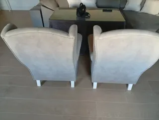 2 Sillones de Tela Beige/Gris