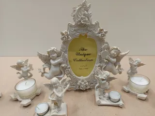 Set 4 Angioletti Portacandele e Cornice